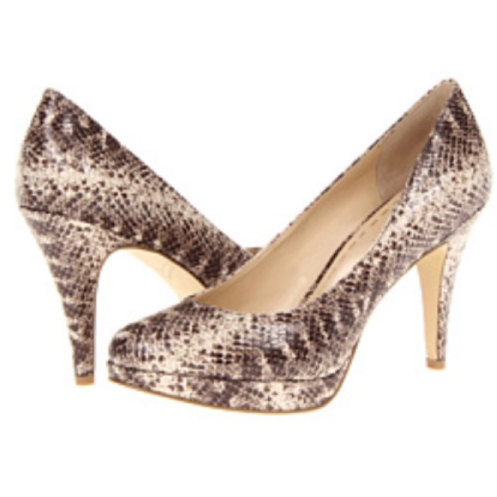 ENZO ANGIOLINI Python Embossed Peep Toe Heels 9.5 NWT